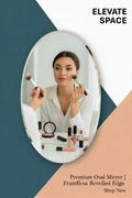 11 Inch Oval Wall Mirror Sticker | Frameless Decorative Mirror