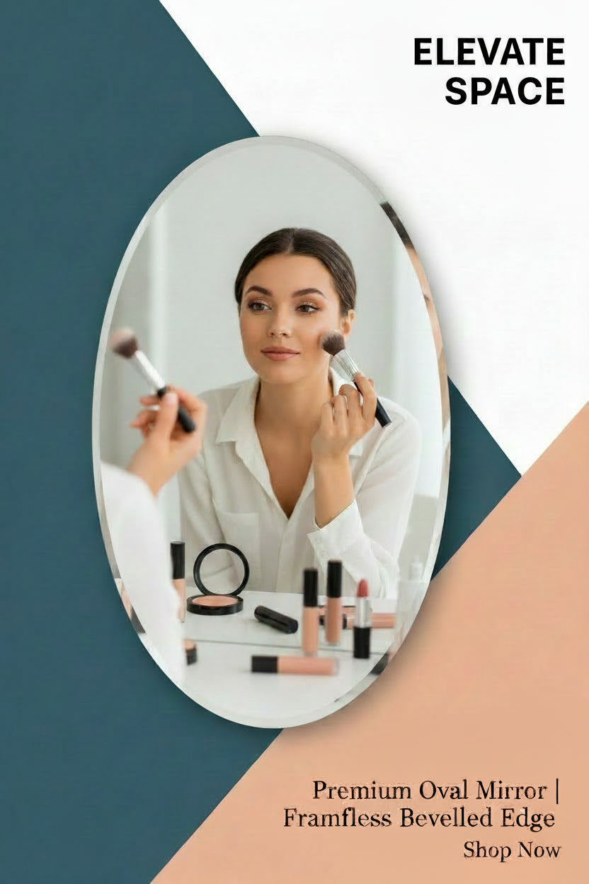 11 Inch Oval Wall Mirror Sticker | Frameless Decorative Mirror