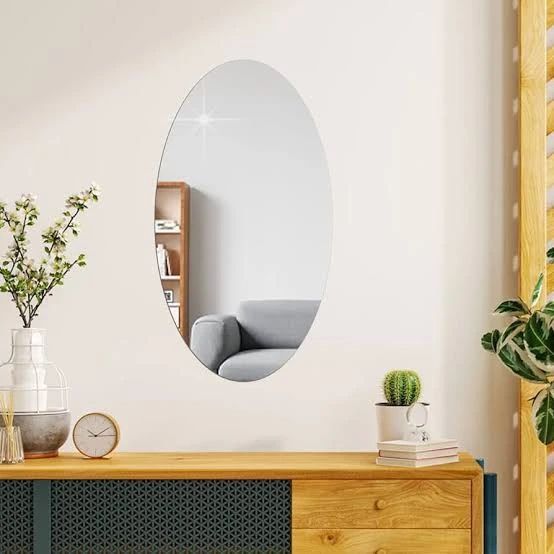 11 Inch Oval Wall Mirror Sticker | Frameless Decorative Mirror