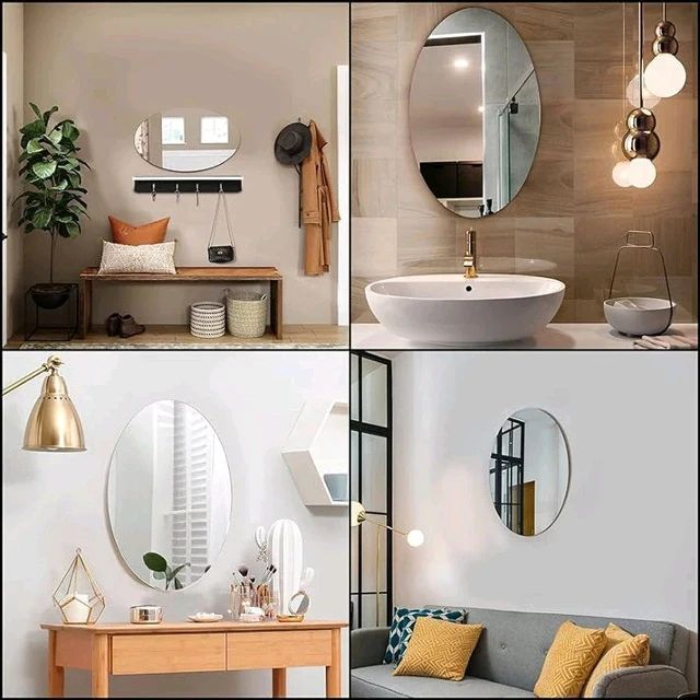 11 Inch Oval Wall Mirror Sticker | Frameless Decorative Mirror
