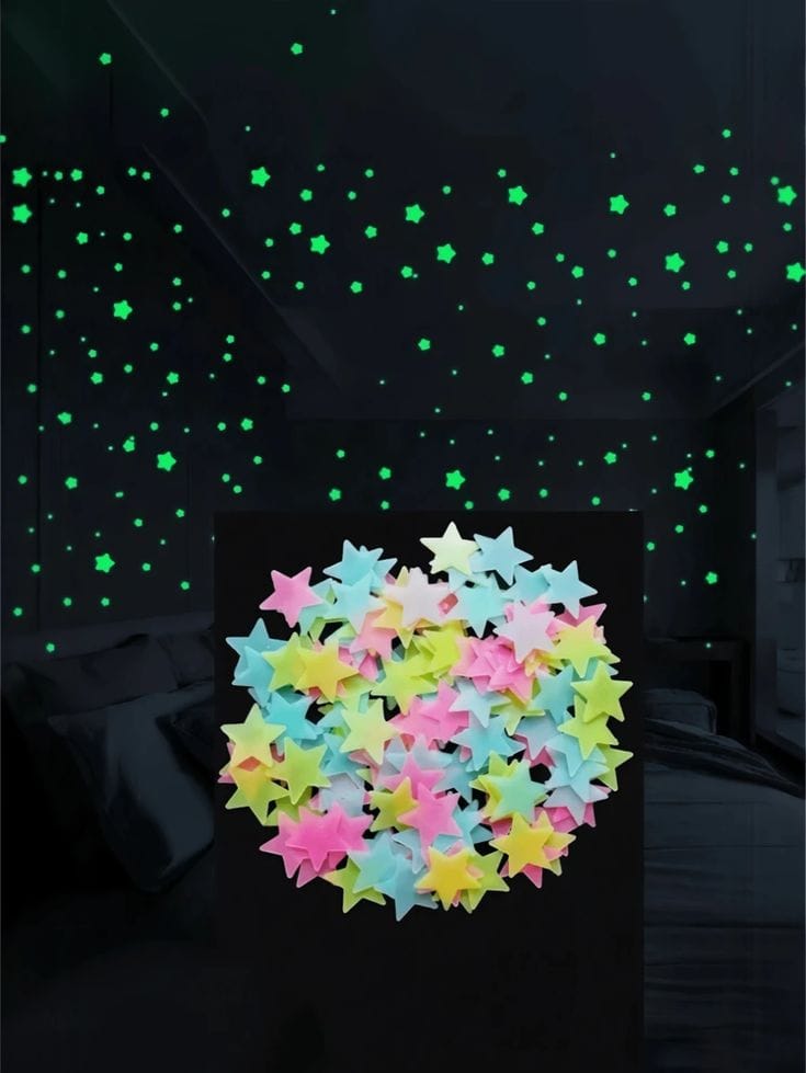 100PCS Glow in the Dark 3D Star Wall Stickers | Luminous Room Decor