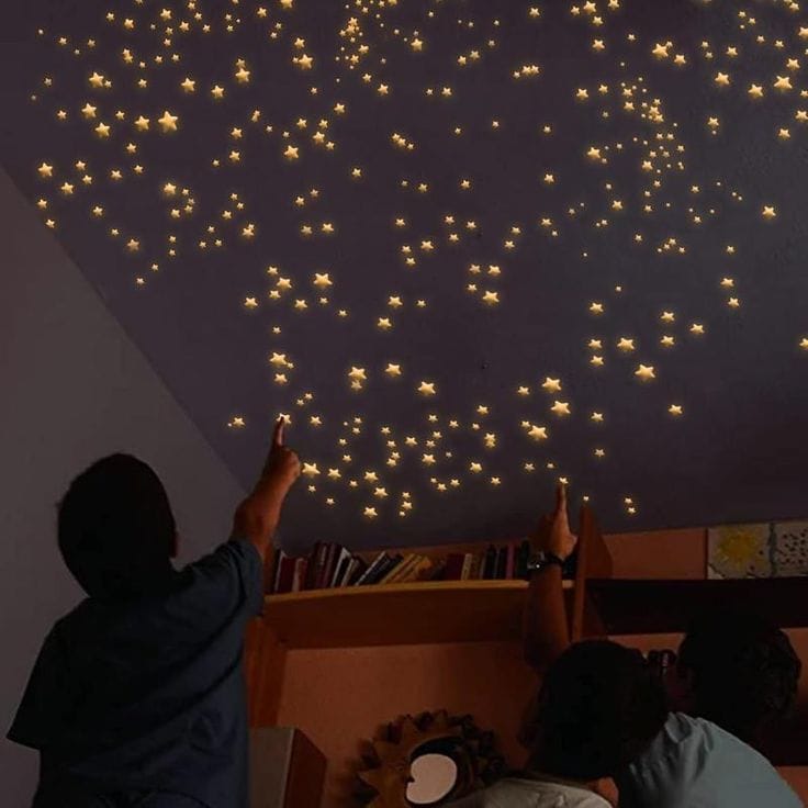 100PCS Glow in the Dark 3D Star Wall Stickers | Luminous Room Decor