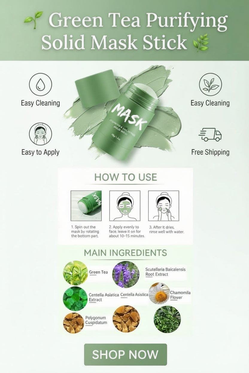Green Tea Cleansing Mask Stick  Clean, Fresh & Glowing Look