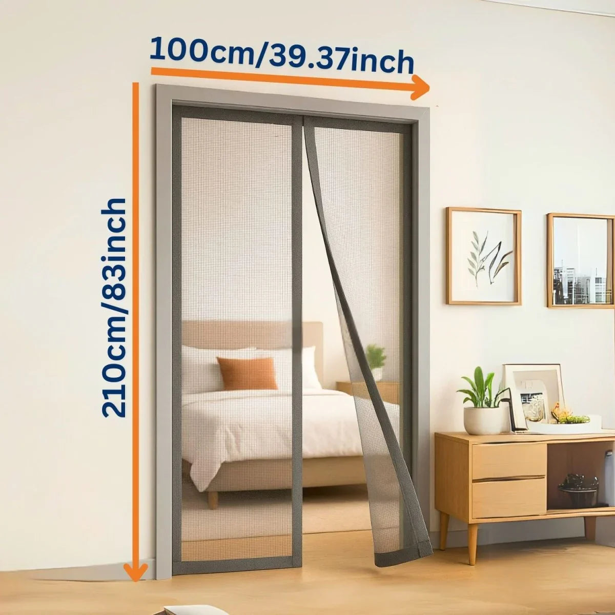 Anti Mosquito Net - Size 100x210cm - Magnetic Mesh Curtain - Screen Door Curtain Net - Hands Free Anti Mosquito Curtain - Automatic Closing Door Mesh - Anti Insect Bug Fly Partition Striped Door Curtain only for wooden door - Size 100x210cm