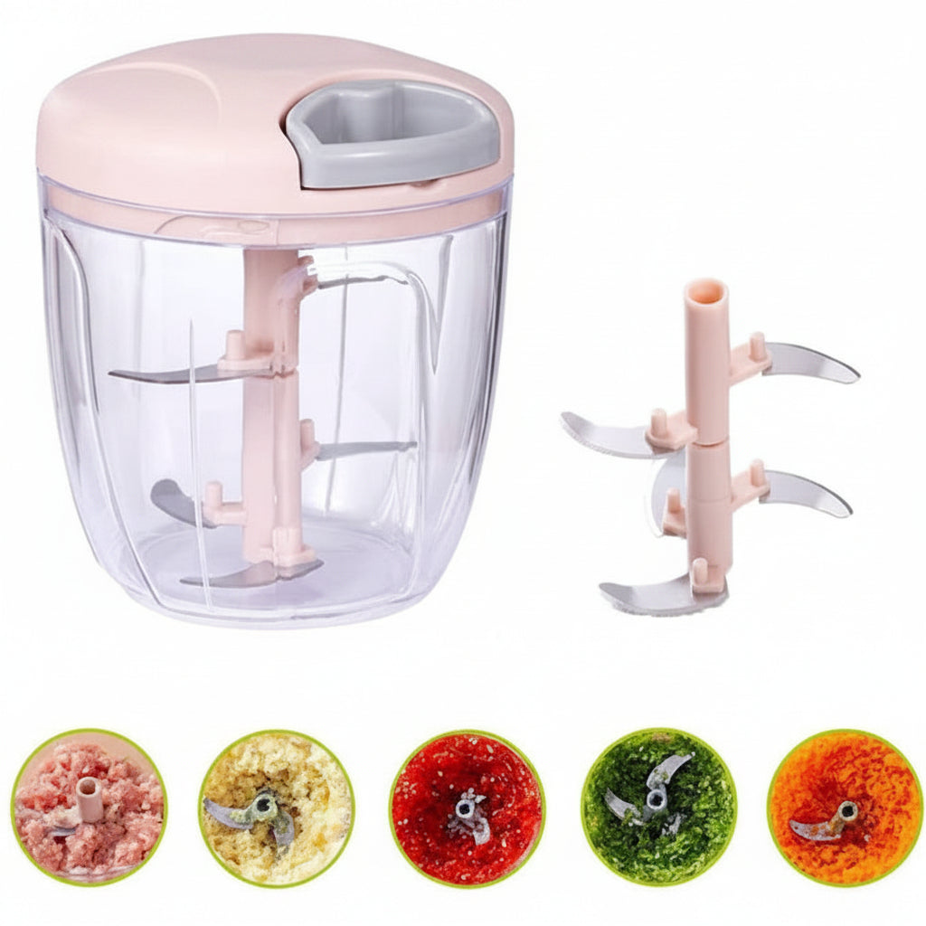 5 Blades Manual Vegetable Chopper Cutter Hand Pull Food Chopper