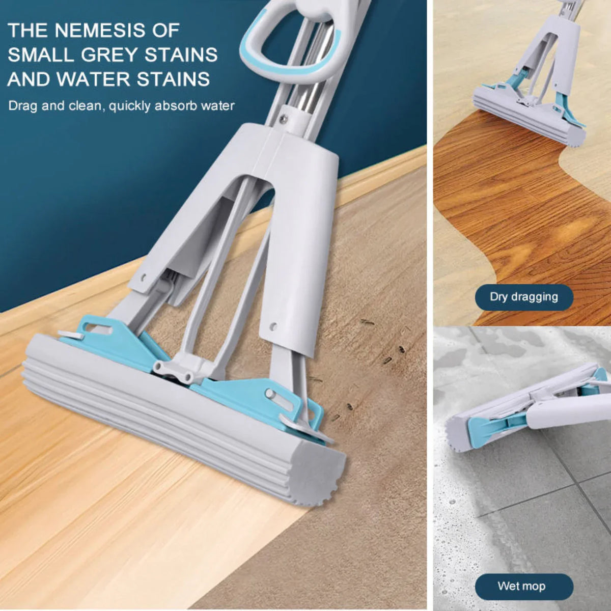 Hands-Free Squeeze Mop – Ultra-Absorbent Lazy Flat Mop